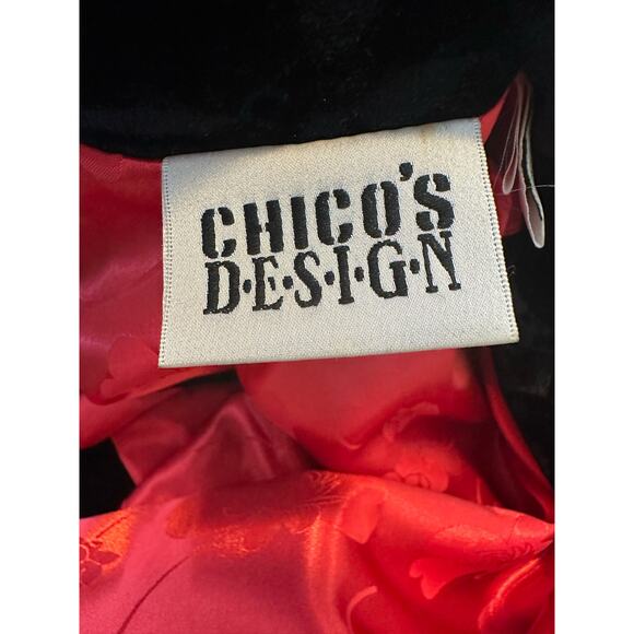 Chico's Design vintage black crushed velvet button jacket size 1 - M - Picture 3 of 13